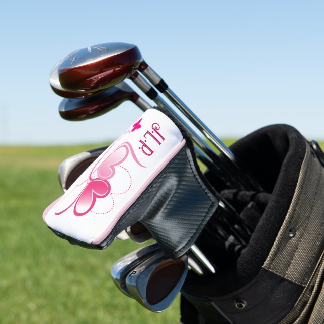 Couvre-club De Golf Joli Coeur Rose Avec Design Papillon (In Situ)