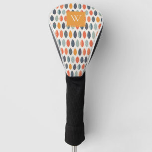 Couvre-club De Golf Joli Motif de Monogramme Botanique Bleu Bleu Orang