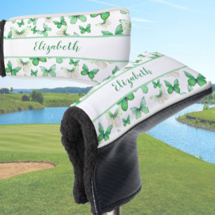 Couvre-club De Golf Joli papillon vert avec nom personnalisé pour femm
