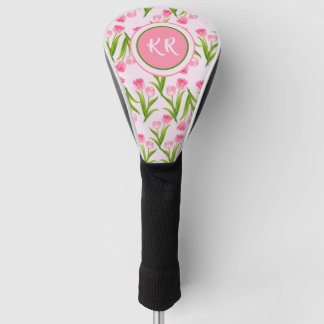 Couvre-club De Golf Joli Tulipe rose Fleurs Florales Feuille Monogramm