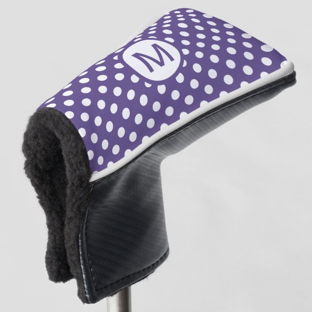 Couvre-club De Golf Joli violet et Pois blanc (Devant 3/4)