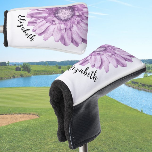 Couvre-club De Golf Jolie fleur marguerite violet nom personnalisé fem (Créateur téléchargé)