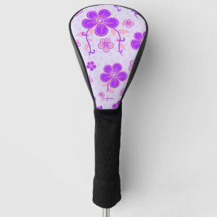 Couvre-club De Golf Jolie impression florale violet et rose sur Lavend