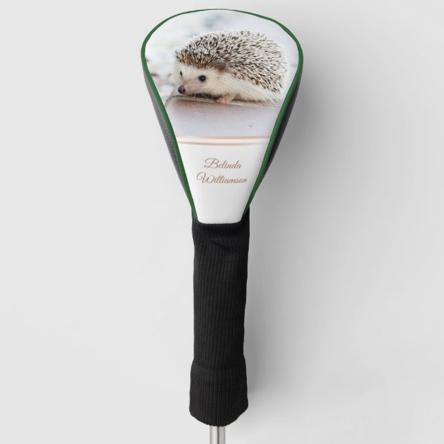 Couvre-club De Golf Jote Hedgehog Photo Rose Gold Stripe Ajouter un no (Devant)