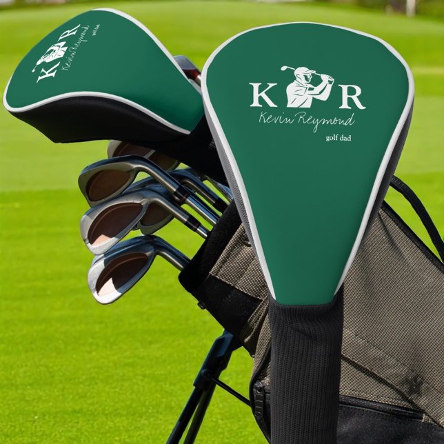 Couvre-club De Golf Joueur de golf Monogramme classique Chasseur de go (Créateur téléchargé)