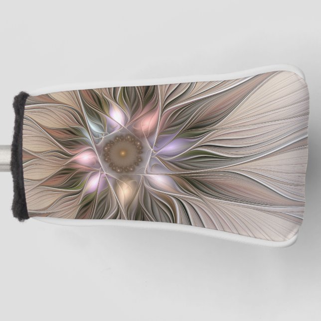 Couvre-club De Golf Joyeuse Fleur Abstrait Beige Brown Floral Fractal (Devant)