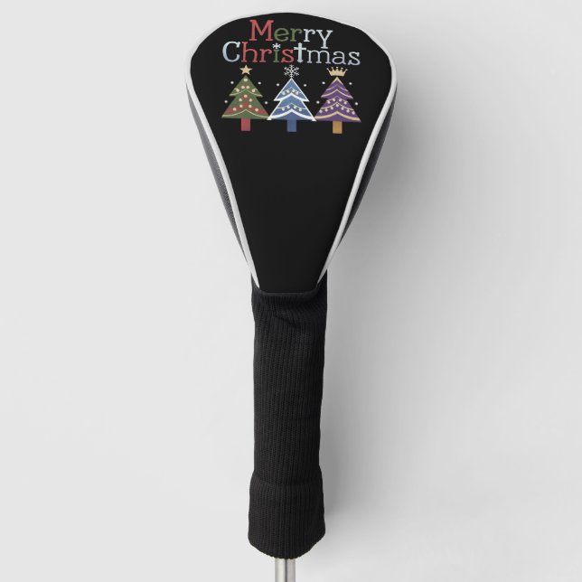 Couvre-club De Golf Joyeux Noël Croix Noël Arbre Rétro (Devant)
