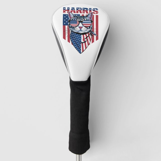 Couvre-club De Golf Kamala Harris pour le président 2024 Funny Cat (Devant)