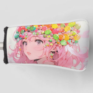 Couvre-club De Golf Kawaii Rainbow Pastel Candy Champagne Anime Girl