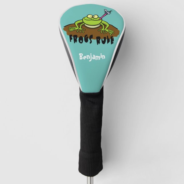 Couvre-club De Golf La grenouille règle drôle dessin de grenouille ver (Devant)