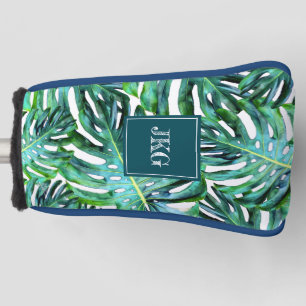 Couvre-club De Golf La verdure tropicale de monogramme modèlent la