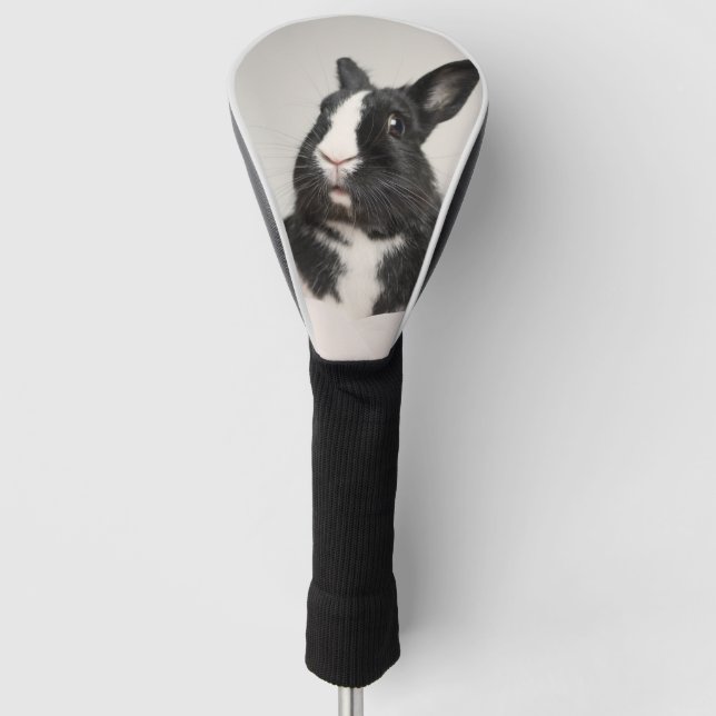 Couvre-club De Golf Lapin noir et blanc adorable (Devant)