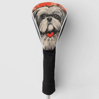 Couvre-club De Golf Le Chien Tzu Chiite, Rouge et Noir 004 - Ulises Da