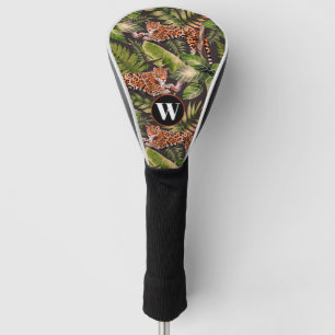 Couvre-club De Golf Léopard Aquarelle Jungle Monogramme