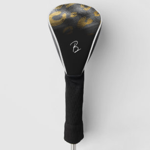Couvre-club De Golf Léopard Noir & Or Tacheté Glamour Ombre