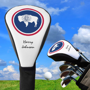 Couvre-club De Golf Les clubs de golf Wyoming Flag & Monogramme couvre
