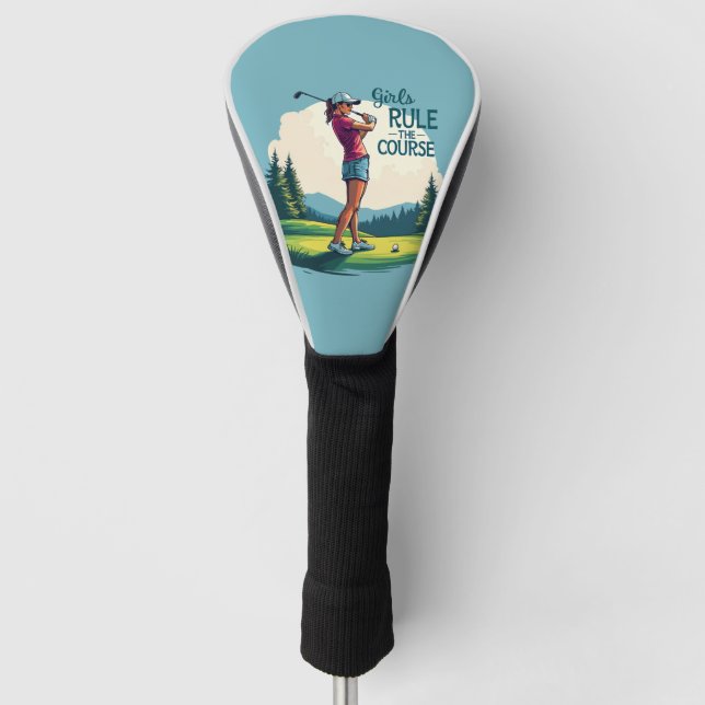 Couvre-club De Golf Les filles gouvernent le parcours Retro Golf Illus (Devant)