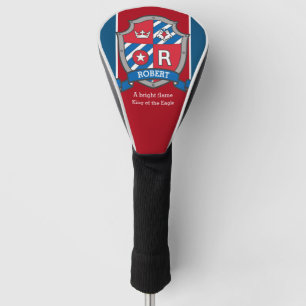 Couvre-club De Golf Lettre aigle R nom signifiant bleu personnalisé