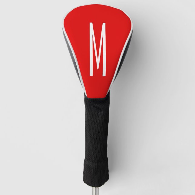 Couvre-club De Golf Lettre initiale Monogramme Style moderne Rouge Bla (Devant)