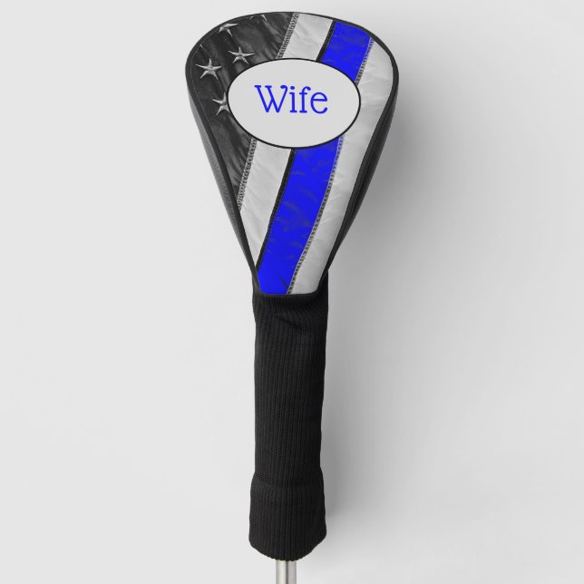 Couvre-club De Golf Ligne Bleue Clair Américaine Flag Cops Femme (Devant)