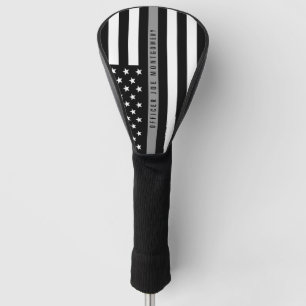 Couvre-club De Golf Ligne grise mince monogramme de dirigeant