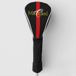 Couvre-club De Golf Ligne rouge mince couverture de monogramme de têt