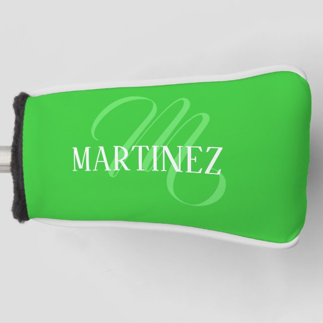 Couvre-club De Golf Lime Green Elegant Nom Personnalisé Club (Devant)