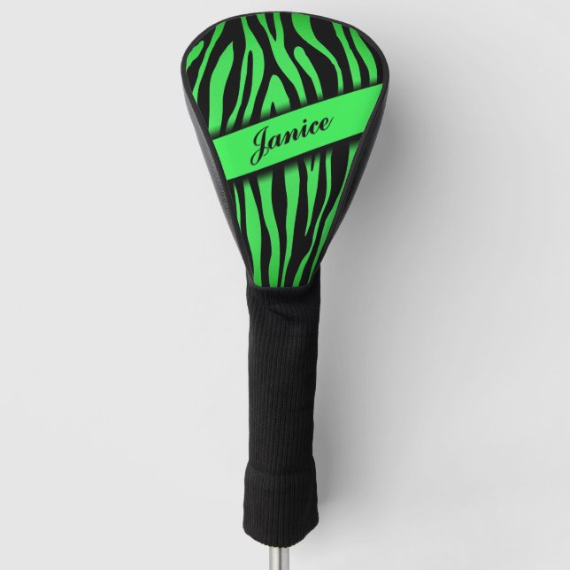 Couvre-club De Golf Lime Green Zebra (Devant)