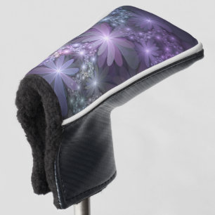 Couvre-club De Golf Lit de fleurs tendance brillant art fractal abstra