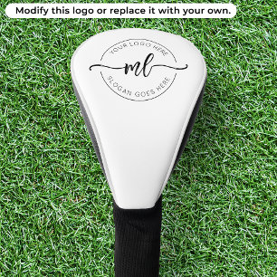 Couvre-club De Golf Logo à Initiales Monogramme Minimaliste Noir et Bl