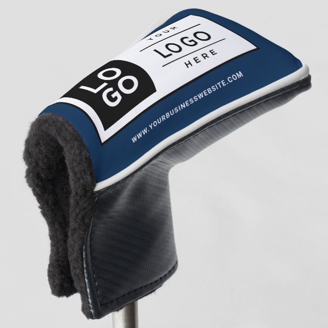 Couvre-club De Golf Logo d'affaires bleu marine sur mesure (Devant 3/4)
