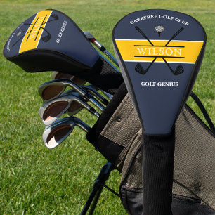 Couvre-club De Golf Logo de golf Blue Yellow nom du club