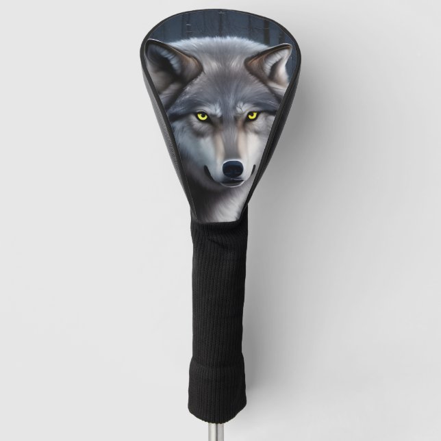 Couvre-club De Golf Loup En Forêt D'Hiver (Devant)