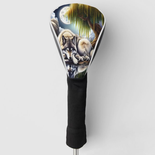 Couvre-club De Golf Lune Sérénité Un Loup Slumpteur (Devant)
