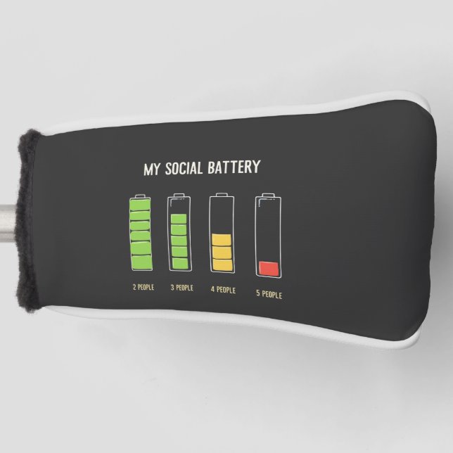 Couvre-club De Golf Ma batterie sociale introvertit l'Humour social (Devant)