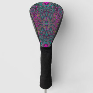 Couvre-club De Golf Magenta Abstrait et Motif Super Turquoise