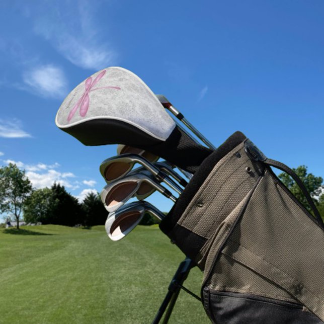 Couvre-club De Golf Magenta Dragonfly Damas (Magenta Dragonfly Damask Personalized Golf Head Cover)