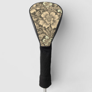 Couvre-club De Golf Magnifique motif floral sépia vintage