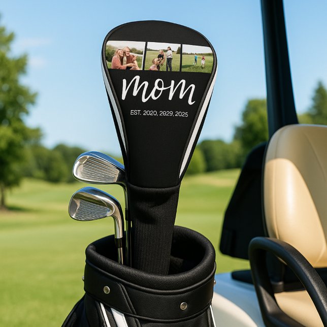 Couvre-club De Golf Maman Etabli Moderne Gras Script Noir 3 Photo (Créateur téléchargé)