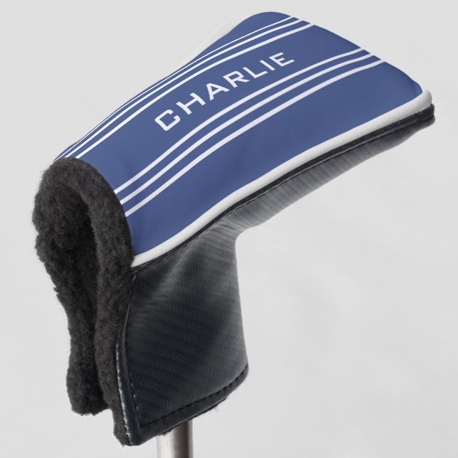 Couvre-club De Golf Marine Blue Stripes couvre-putteur monogramme pers (Devant 3/4)