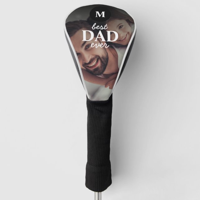 Couvre-club De Golf Meilleur papa jamais moderne Monogramme & Photo (Devant)
