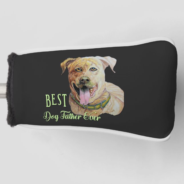 Couvre-club De Golf Meilleur Père Chien Jamais Pit Bull Brindle Dark  (Devant)