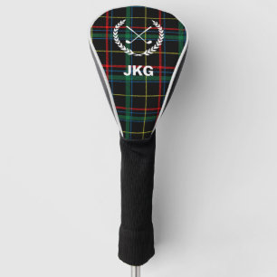 Couvre-club De Golf Mens Monogram Golf Clubs Laurel Wreath Green Plaid