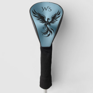 Couvre-club De Golf Métallurgique Turquoise Bleu Noir Phoenix Monogram
