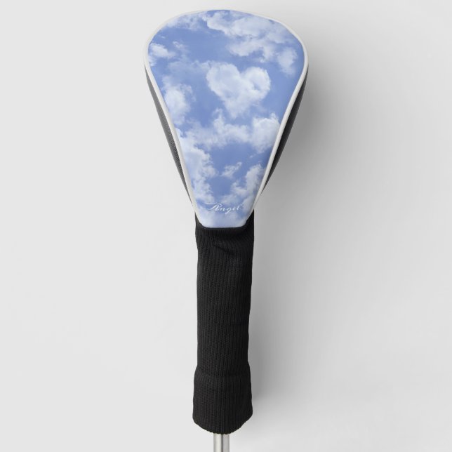Couvre-club De Golf Mignonne Nuage En Forme De Coeur Dans Le Ciel Bleu (Devant)