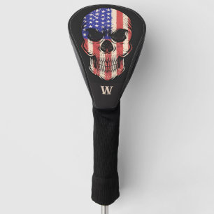 Couvre-club De Golf Militaire Grunge USA Drapeau Monogramme initial
