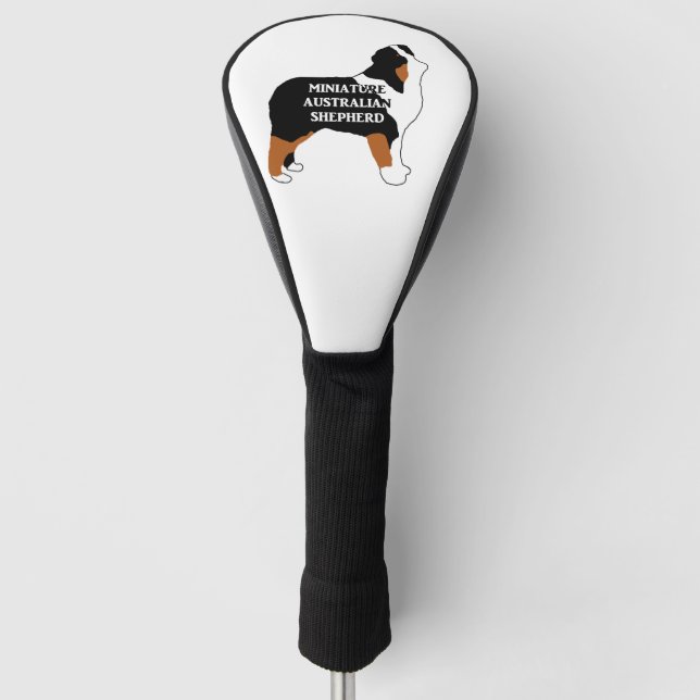 Couvre-club De Golf miniature aussie noir tri nom silo (Devant)