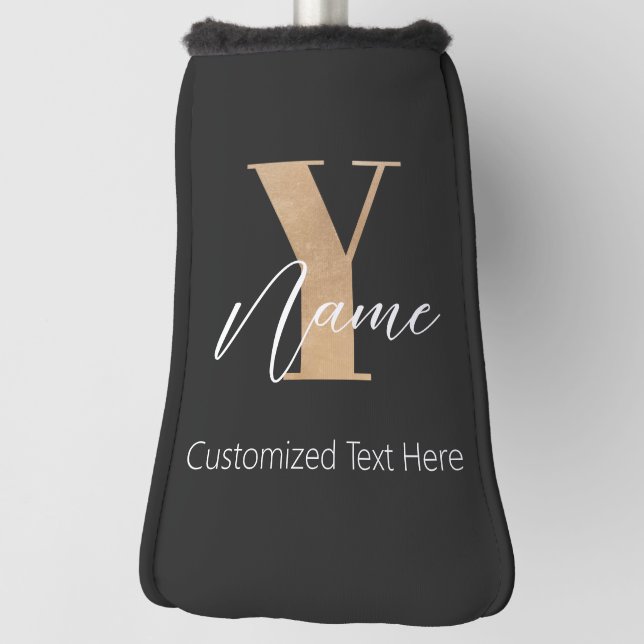 Couvre-club De Golf Modern Monogrammed Initial Y & Name Personalized (Tourné à 90°)