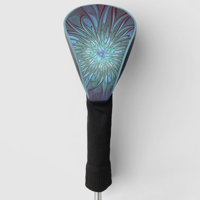 Couvre-club De Golf Moderne Abstrait tendance Fleur bleue Fractal Art (Devant)