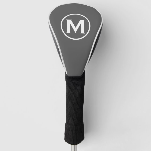 Couvre-club De Golf Moderne classique Monogramme gris (Devant)